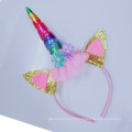 Amazon Top Sell Wholesale Mignon Design Unicorn Horn Bandband avec une fleur artificielle